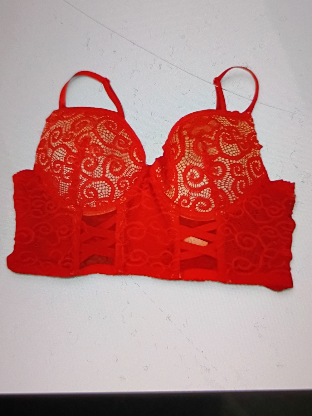 Lace Longline Bralette in Red